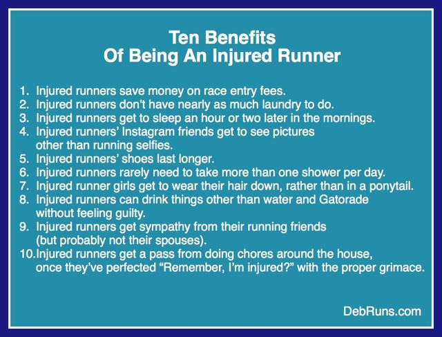 Ten Benefits Of Being An Injured Runner
